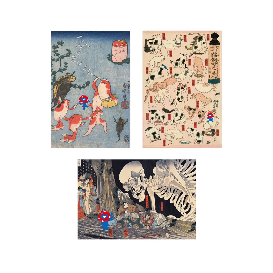 和紙絵はがき　浮世絵３種セット　B：歌川国芳
