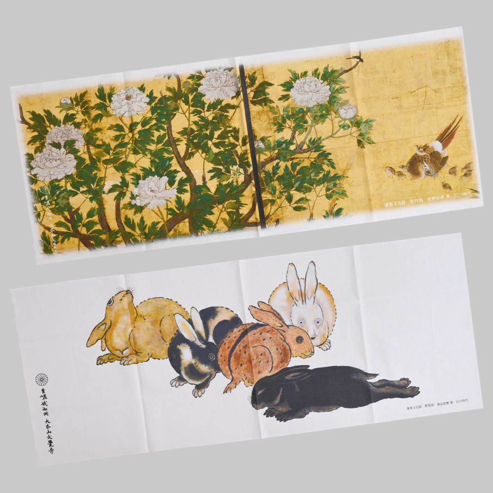 【予約販売】手ぬぐい　牡丹図・野兎図