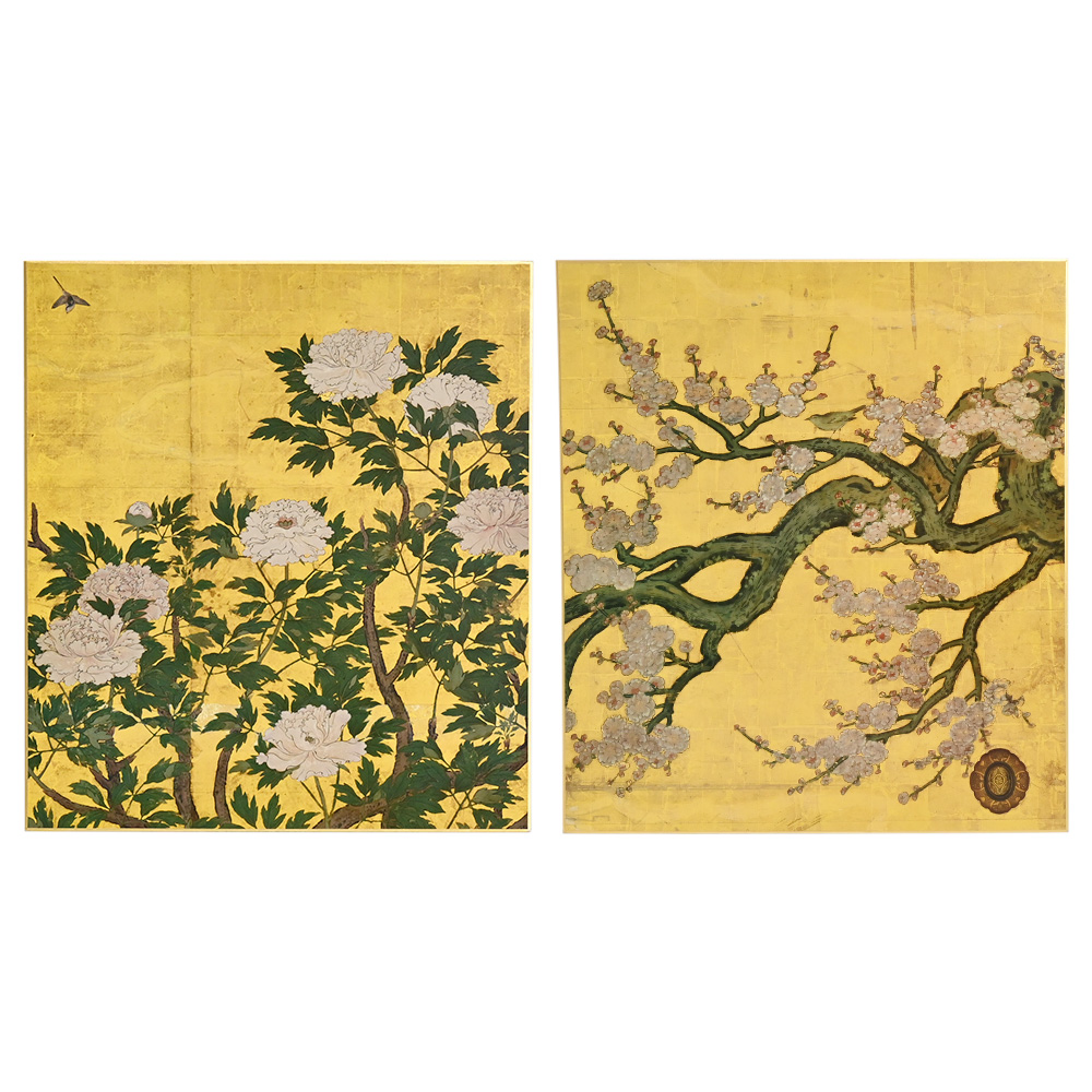 【予約販売】色紙　牡丹図・紅白梅図