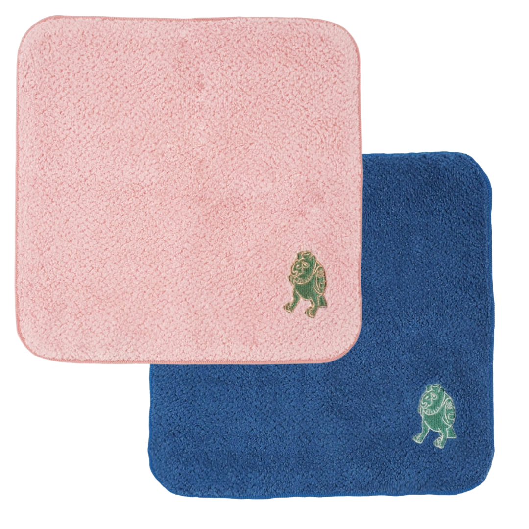 刺繍タオルハンカチ 青銅 鴟きょう形水滴