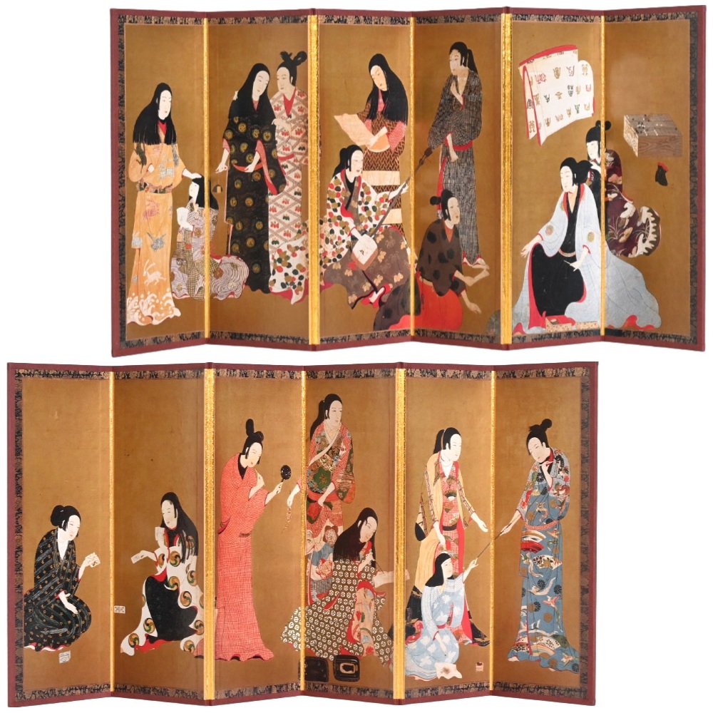 ミニ屏風　婦女遊楽図屏風（松浦屏風）仕立