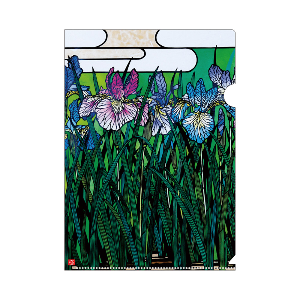 クリアファイル「菖蒲」　切り絵画家 久保修