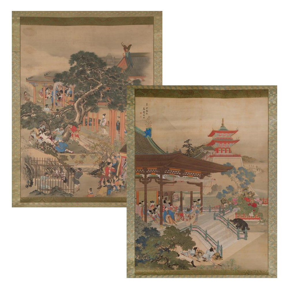 【受注販売・11/9まで】等身大ブランケット　菊池容斎「呂后斬戚夫人図／馮昭儀当逸熊図」（12月下旬頃から順次発送予定）